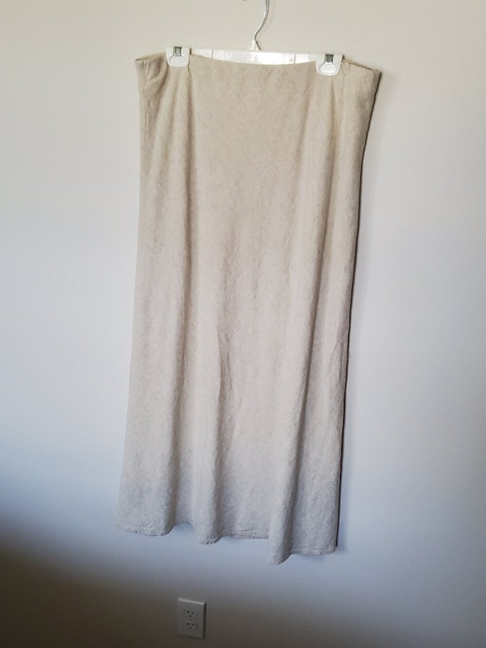 Neutral beige long linen skirt plus size XXL